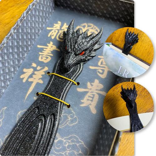 Marcador De Página Dragão - Linha Luxo 3d - Ler & Ser Preto Perolado